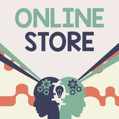 Kavramsal başlık Çevrimiçi Mağaza. Satılık öğeler sunan ve kredi kartı kabul eden kavramsal fotoğraf A web sitesi Fikirleri Birleştirip Yenilikçi Stratejiler Yaratan Takım Çalışmaları.