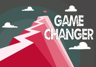 Kavramsal altyazı Oyun Değiştirici. İş konsepti Sports Data Scorekeeper Gamestream Canlı Skorlar Takım Yöneticileri Dağı hedeflere başarıyla ulaşmayı sembolize eden yüksek yolu gösteriyor.