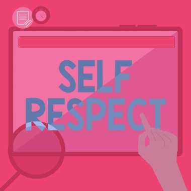 Kendine Saygı gösteren bir tabela. İş genel bakış ve kendine güven kendiniz için ayağa kalkın Büyük Tablet Arama Planları kullanarak Yeni İnanılmaz Fikirler için