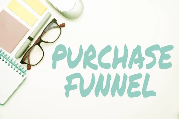 Handwriting text Purchase Funnel. Business idea consumer model which illustrates customer journey Flashy School Office Supplies, Teaching Learning Collections, Writing Tools, — 스톡 사진