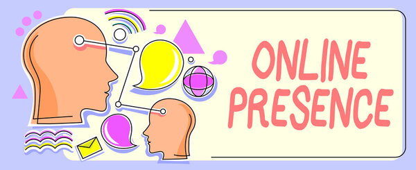 Text sign showing Online Presence. Business idea existence of someone that can be found via an online search Multiple Heads With Cogs Showing Technology Ideas.