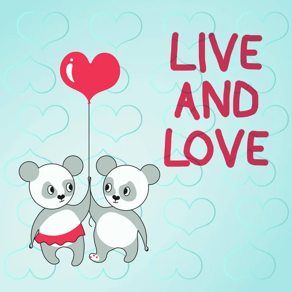 Writing displaying text LIVE AND LOVE. Conceptual photo Couple in love living with each other Bears holding heart balloon represent passionate couple with love goals.