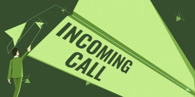 El yazısı işareti Gelen Arama. Gelen Arama Kimliğinde Yazılan Sözcük Sesli Mesaj Vidcall Man yenilikçi planları temsil eden, amaçlara ulaşan kağıt uçaklar uçuruyor.