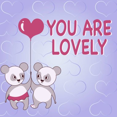 Sevimli olduğunu gösteren metin yazılıyor. İş yaklaşımı. Aşık olduğun birine iltifat. Elinde balonla gezen ayılar, aşk hedefleri olan tutkulu bir çifti temsil eder..