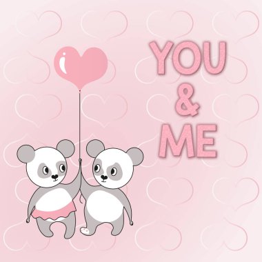 Seni ve beni gösteren bir tabela. Sevgililer Günü 'nde birbirlerine aşık olan aşk kuşları ellerinde balonla tutkulu bir çifti temsil eder..