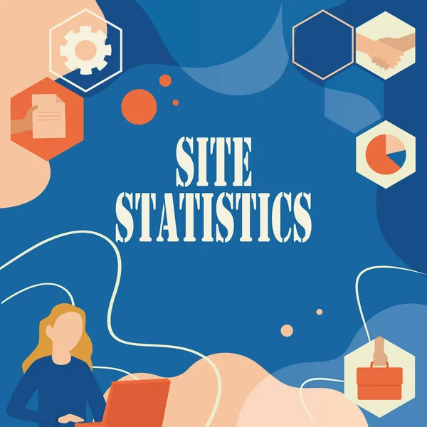 Inspiration showing sign Site Statistics. Business showcase measurement of behavior of visitors to certain website Woman Innovative Thinking Leading Ideas Towards Stable Future. — Fotografia de Stock