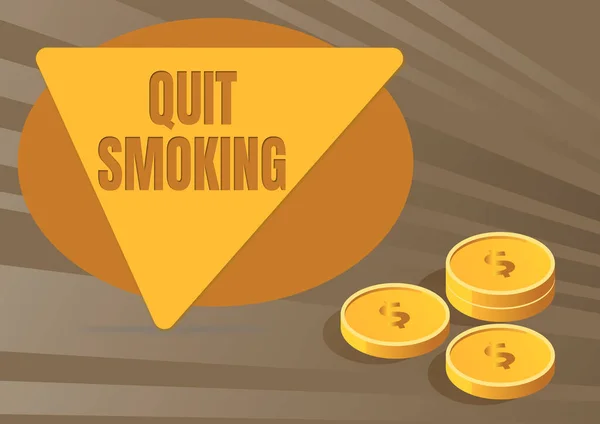 Inspiráció mutatja jel leszokni a dohányzásról. Üzleti áttekintés A dohányfüggőség használatának megszüntetése vagy leállítása A jelzáloghitel sikeres kiszámítását szimbolizáló érmék. — Stock Fotó