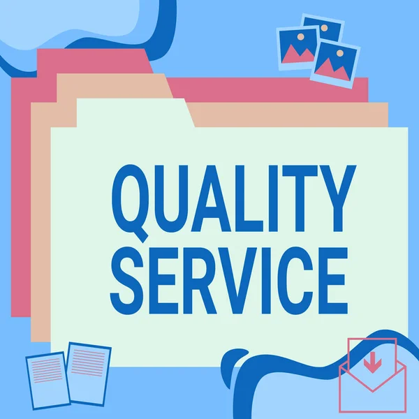 Tekst bijschrift presenteren Quality Service. Conceptuele foto hoe goed geleverde service voldoet aan de verwachtingen van de klant.Bureaublad mappen Binnen webbrowser Toont recente technologie. — Stockfoto