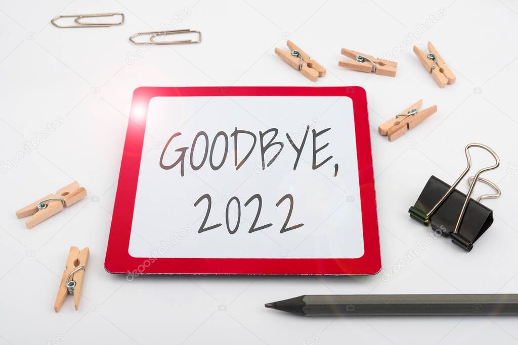 Conceptual caption Goodbye 2022. Word for New Year Eve Milestone Last Month Celebration Transition Computer Keyboard And Symbol.Information Medium For Communication.