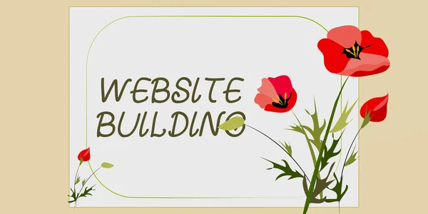 Inspiration montrant signe Site Web Bâtiment. Mot pour le cadre de bâtiment de site Web décoré avec des fleurs colorées et le feuillage arrangé harmonieusement. — Photo