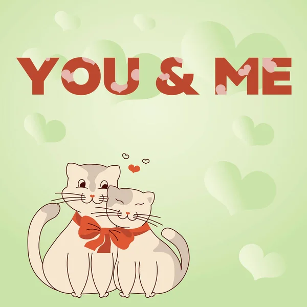 Text caption presenting YOU and ME. Business idea Love Birds exchanging love on Valentines Day Cats tied together with bow represent passionate couple with love goals. — 스톡 사진