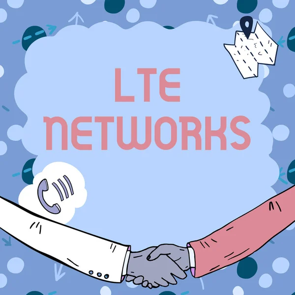 Text sign showing Lte Networks. Business showcase Fastest network connection available for wireless communication Empty frame decorated with communication symbols represent business meeting — Stock Fotó