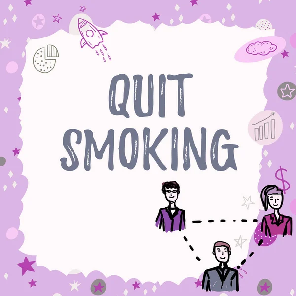 Handwriting text Quit Smoking. Conceptual photo Discontinuing or stopping the use of tobacco addiction Blank frame represent company employees demonstrating business terms. — Stock Photo, Image