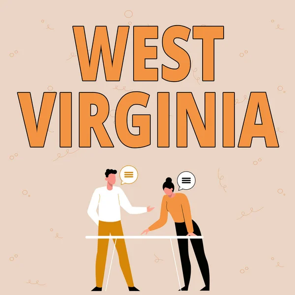 Tekst met inspiratie voor West Virginia. Internet Concept Verenigde Staten van Amerika State Travel Tourism Trip Historische partners Nieuwe ideeën delen voor verbetering van vaardigheden Werkstrategieën. — Stockfoto