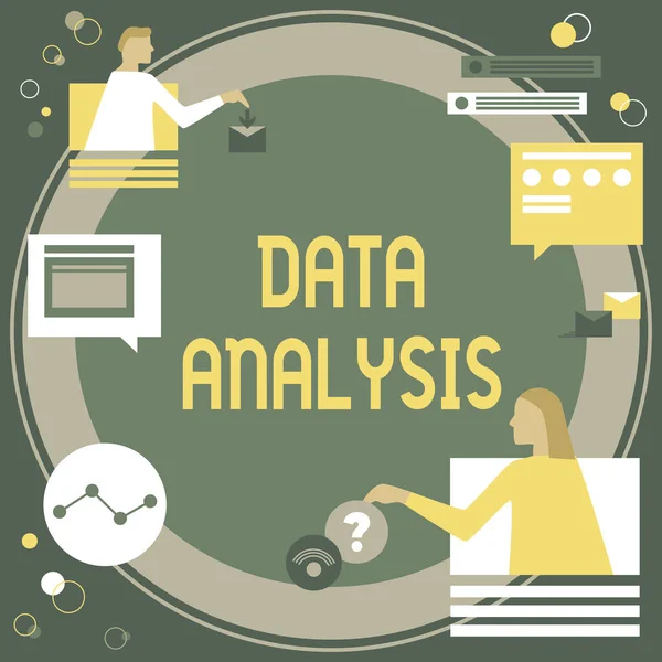 Inspiration showing sign Data Analysis. Business concept Translate numbers to Analytical Conclusion Forecasting Colleagues Having Online Meeting Discussing Future Project Plans. — Foto Stock