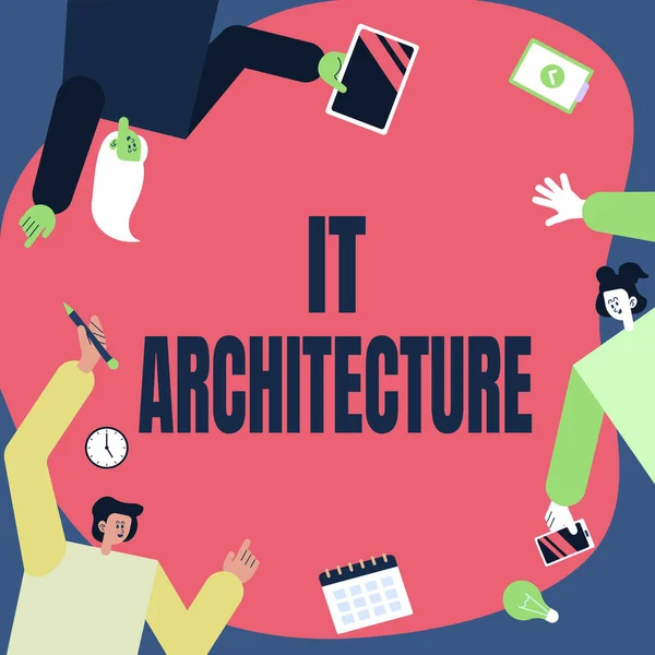 Hand writing sign It Architecture. Business concept Architecture is applied to the process of overall structure Colleagues Carrying S Decorating Mobile Application Defining Teamwork. — Stock Photo, Image