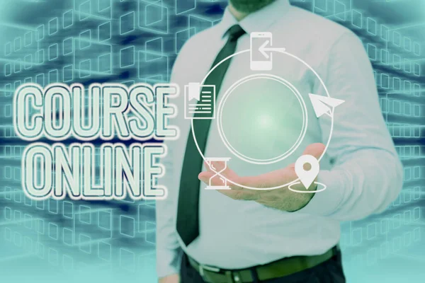 Metin başlığı Rota Çevrimiçi 'yi temsil ediyor. Elektronik Eğitim Uzaktan Çalışma Dijital Sınıfı İşadamı, takım elbisesinin içinde başarılı takım çalışmasını simgeleyen avuç içi açık bir şekilde duruyor..