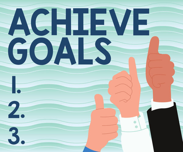 Hand writing sign Achieve Goals. Conceptual photo Results oriented Reach Target Effective Planning Succeed Colleagues Congratulating Success Presenting Innovative Combined Effort.