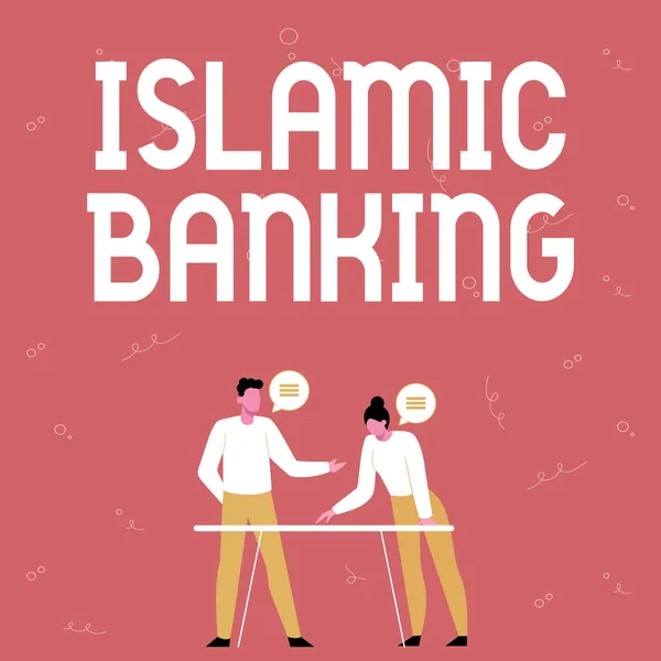 Tekstbord met Islamitisch bankieren. Conceptuele foto Bancaire systeem gebaseerd op de beginselen van islamitisch recht Partners Nieuwe ideeën delen voor verbetering van vaardigheden Werkstrategieën. — Stockfoto