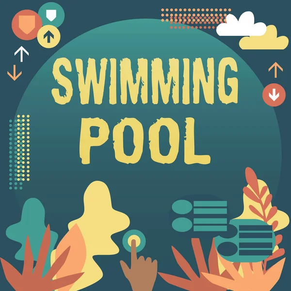 Metin görüntüleme havuzu yazılıyor. Yapısal Yapı Üzerine Yazılan Sözcük, Gelecek Teknolojisini Gösteren El Basma Ekranı 'nın boş zamanlarında suyu tutmak için tasarlandı..