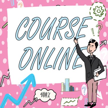 Çevrimiçi Kavramsal Görünüm Rotası. Eearning Electronic Education Uzaktan Çalışma Sayısal Sınıfı Centilmen İşaret Parmağını Beyaz Tahtada Göstererek Çiziyor.