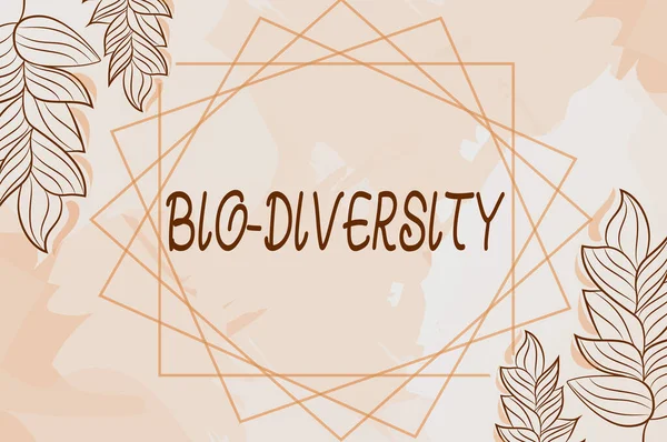 Handwriting text Bio Diversity. Concept meaning Variety of Life Organisms Marine Fauna Ecosystem Habitat Blank Frame Decorated With Abstract Modernized Forms Flowers And Foliage. — Stockfoto