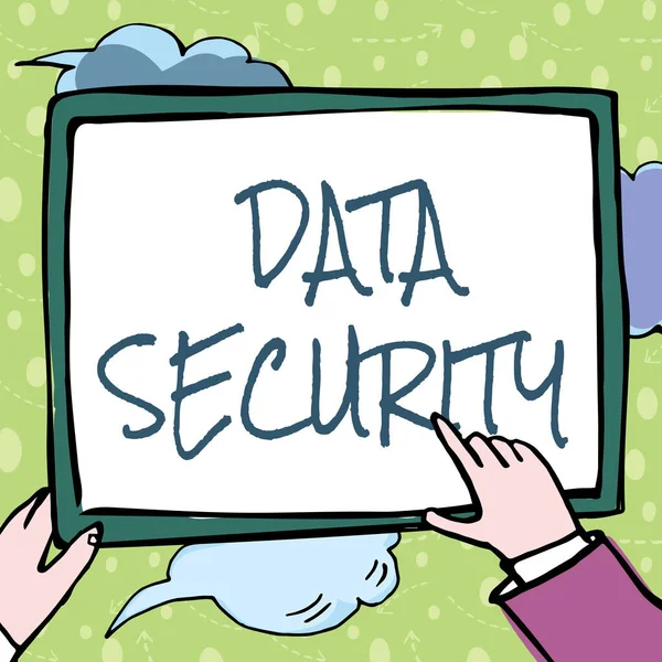 Metin Veri Güvenliği gösteriliyor. Kavramsal Fotoğraf Gizlilik Diski Şifreleme Yedekleme Parola Kalkanı Elleri Tutma Kağıdı Yıldızlarla çevrili Yeni Fikirleri Gösteriyor.