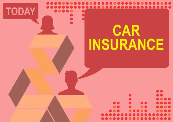 Conceptual caption Car Insurance. Conceptual photo Accidents coverage Comprehensive Policy Motor Vehicle Guaranty Successful online communication colleagues achieving teamwork. — 스톡 사진