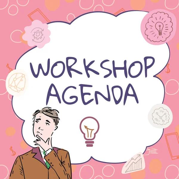 Konceptvisning Workshop Agenda. Internet Concept hjälper dig att se till att din plats stannar på schemat Affärsman Innovativt tänkande Ledande idéer mot en stabil framtid. — Stockfoto