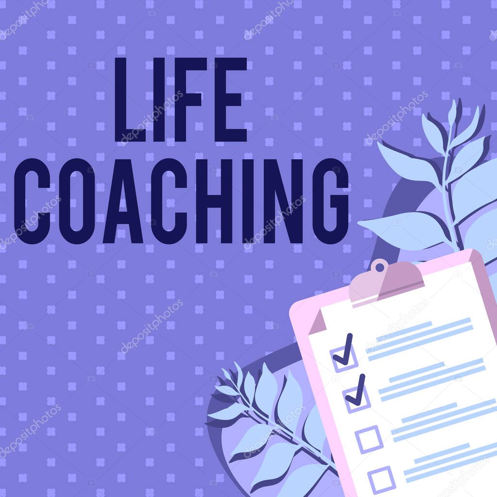 Writing displaying text Life Coaching. Word Written on Improve Lives by Challenges Encourages us in our Careers Clipboard Drawing With Checklist Marked Done Items On List.