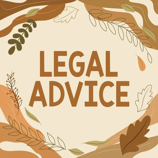 Handwriting text Legal Advice. Business concept Lawyer opinion about law procedure in a particular situation Blank Frame Decorated With Abstract Modernized Forms Flowers And Foliage. — Foto Stock