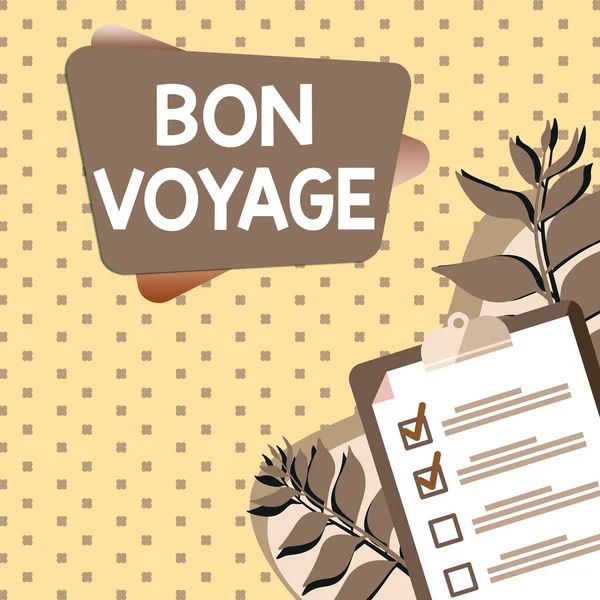 Escribir Mostrando Texto Bon Voyage Concepto Significado Usado Expresar Buenos —  Fotos de Stock