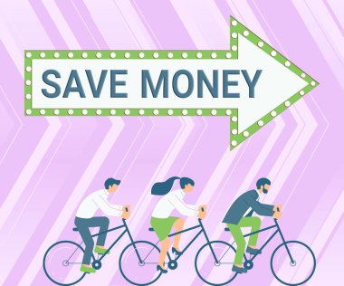 El yazısı imzası: Save Money, Business idea her ay paranızın bir kısmını biriktirip bir süre sonra kullanmak üzere saklayın. Üç Meslektaşım Bisiklet Biniciliği Temsilcisi Başarılı Takım Çalışması.
