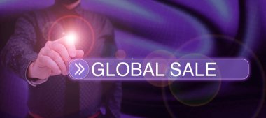 Global Sale 'i gösteren tabela, şirketler için yürütülen işletmeler hakkında yazılmış söz uluslararası -47806