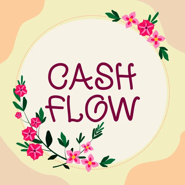영감을 플로우 Cash Flow 텍스트 움직임 의미하는 컨셉은 색깔의 꽃으로 — 스톡 사진