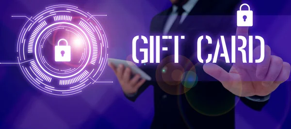 Sign Displaying Gift Card Business Showcase Egy Ajándék Amely Általában — Stock Fotó