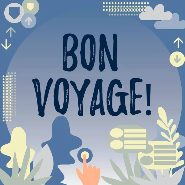 Ispirazione Mostrando Segno Bon Voyage Approccio Business Usato Esprimere Buoni — Foto Stock