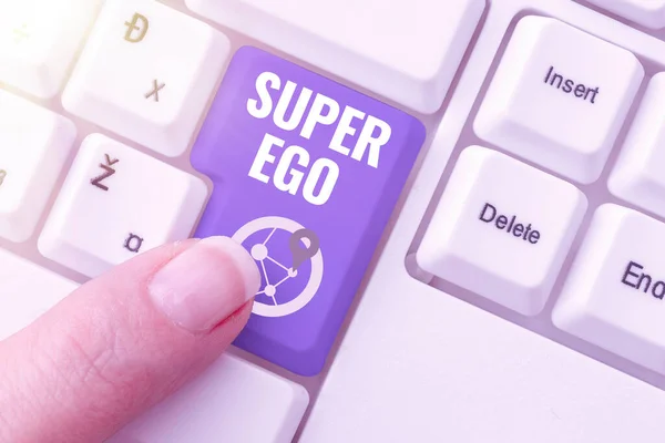 Konceptuell Display Super Ego Word Skrivet Jag Eller Jaget Någon — Stockfoto