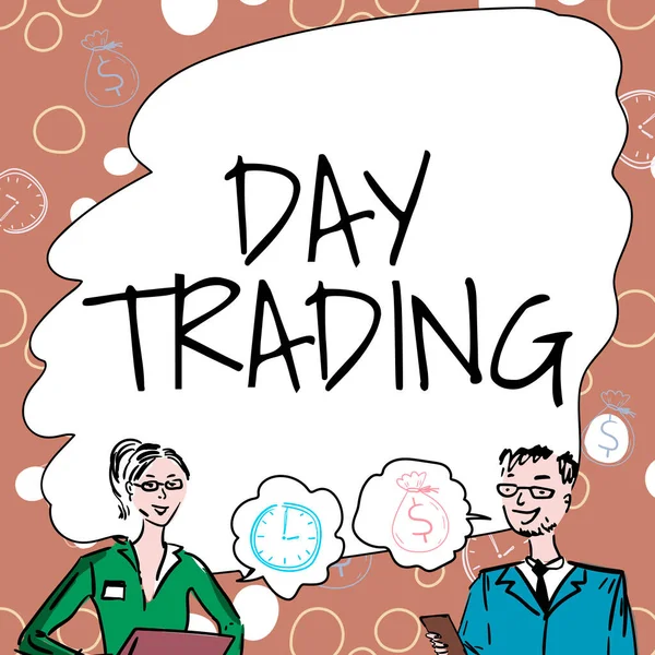 Exibição Conceitual Day Trading Internet Concept Securities Specifically Buying Selling — Fotografia de Stock