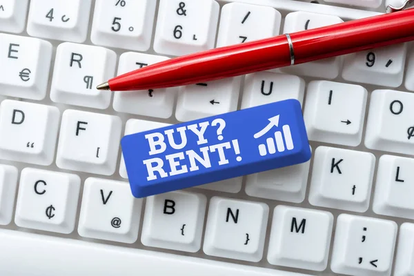 Writing displaying text Buy Question Rent, Business overview Group that gives information about renting houses -48975