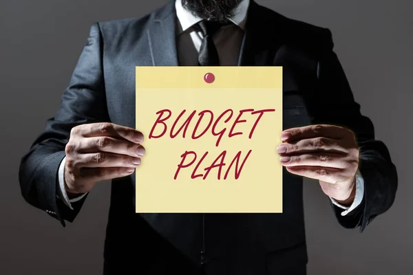 Writing displaying text Budget Plan, Concept meaning financial schedule for a defined period of time usually year -47337