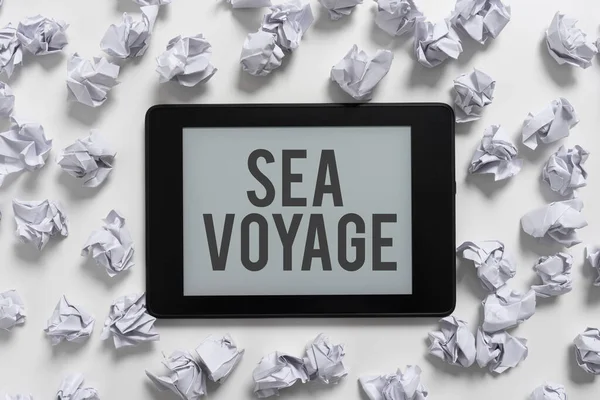 Konceptuell Visning Havsresa Business Showcase Ridning Båt Genom Hav Vanligtvis — Stockfoto