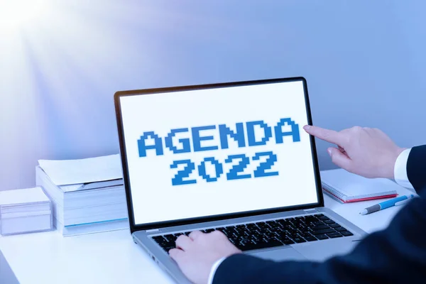 Affichage Conceptuel Agenda 2022 Approche Affaires Liste Des Activités Afin — Photo