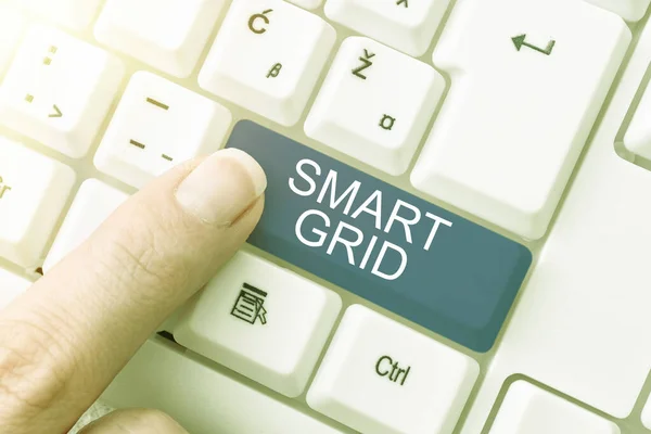 Writing displaying text Smart Grid, Word Written on includes of operational and energy measures including meters -47613