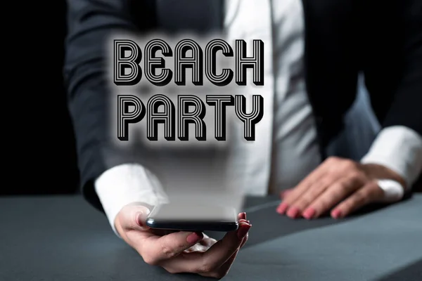 Handwriting text Beach Party, Business approach small or big festival held on sea shores usually wearing bikini -47862