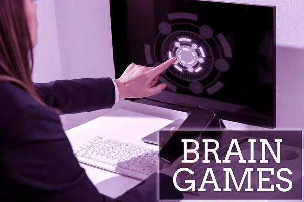 Знак Отображения Brain Games Бизнес Идея Психологическая Тактика Манипулировать Запугивать — стоковое фото