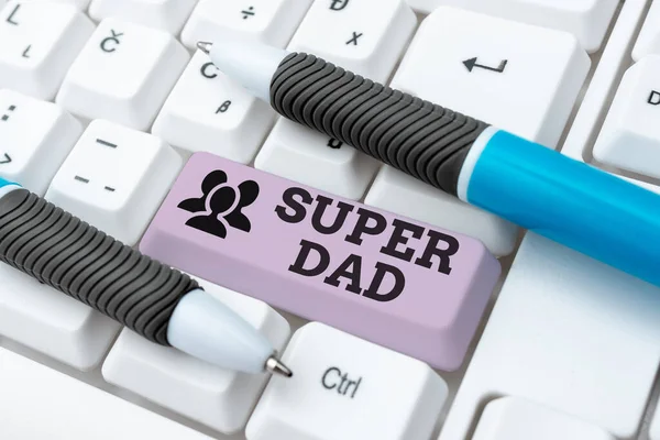 Sinal Texto Mostrando Super Dad Conceito Negócio Ídolo Das Crianças — Fotografia de Stock