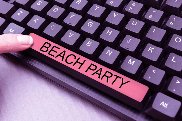 Text Sign Showing Beach Party Business Idea Small Big Festival — Stock Photo, Image