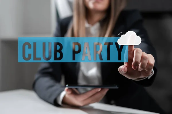 Signes Écriture Main Club Party Mot Pour Rassemblement Social Dans — Photo