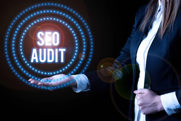手写签名Seo Audit Business Concept Search Engine Optimidating Verification Process 48561 — 图库照片
